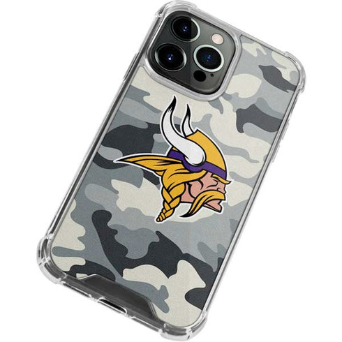 NFL Minnesota Vikings Camo iPhone 13 Pro Max Clear Case