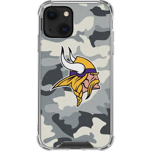 NFL Minnesota Vikings Camo iPhone 14 Plus Clear Case