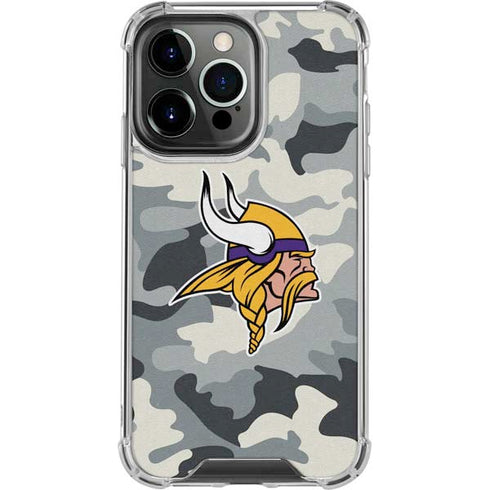 NFL Minnesota Vikings Camo iPhone 14 Pro Clear Case