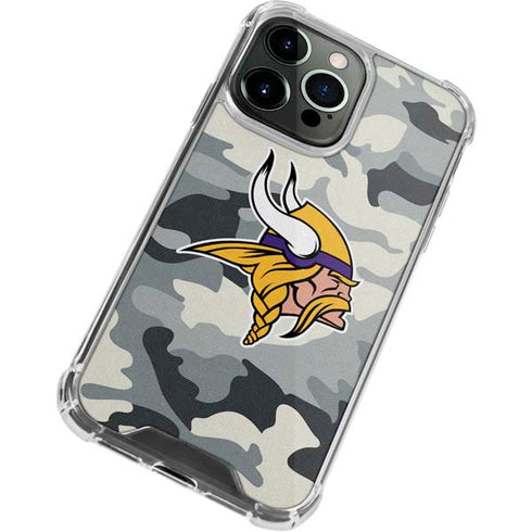 NFL Minnesota Vikings Camo iPhone 14 Pro Clear Case