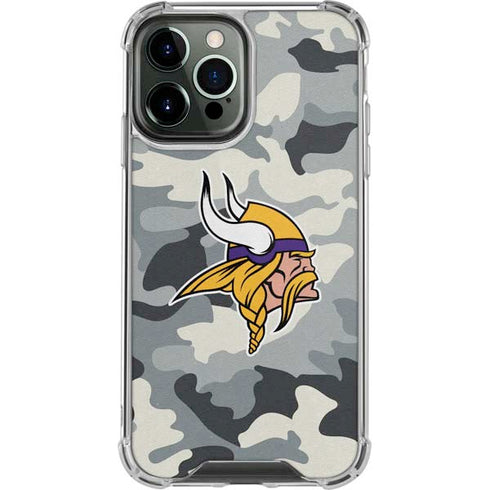 NFL Minnesota Vikings Camo iPhone 14 Pro Max Clear Case