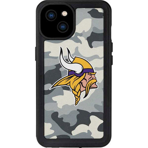 NFL Minnesota Vikings Camo iPhone 15 Plus Waterproof Case