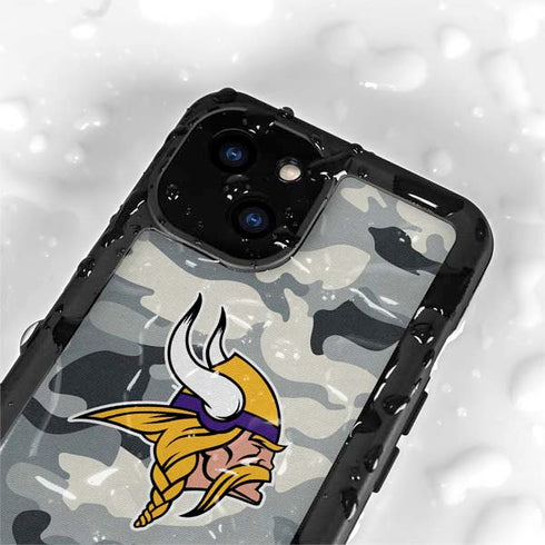 NFL Minnesota Vikings Camo iPhone 15 Plus Waterproof Case