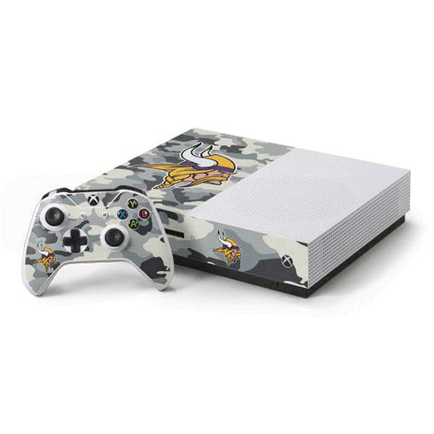NFL Minnesota Vikings Camo Xbox One S Console and Controller Bundle Skin