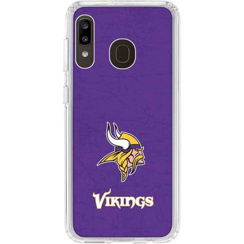 NFL Minnesota Vikings Distressed Galaxy A20 Clear Case
