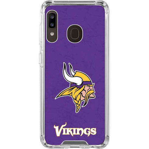 NFL Minnesota Vikings Distressed Galaxy A30 Clear Case