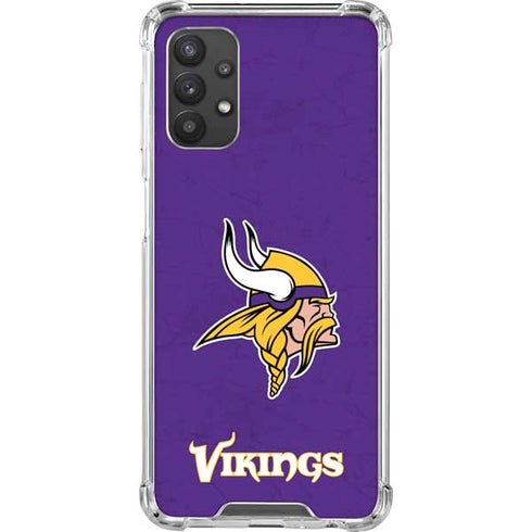 NFL Minnesota Vikings Distressed Galaxy A32 5G Clear Case