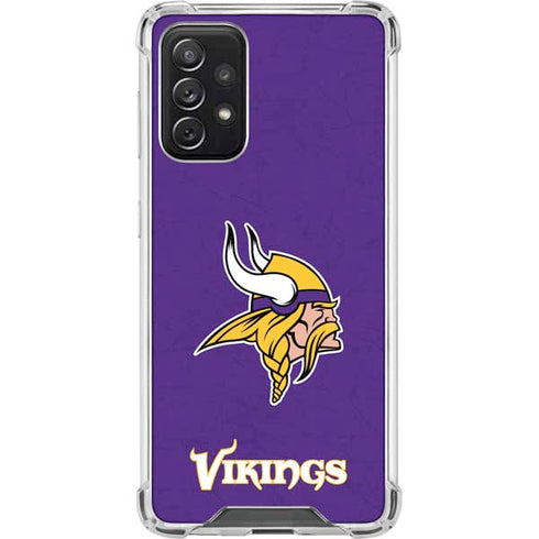 NFL Minnesota Vikings Distressed Galaxy A72 5G Clear Case