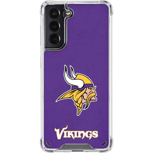 NFL Minnesota Vikings Distressed Galaxy S21 5G Clear Case