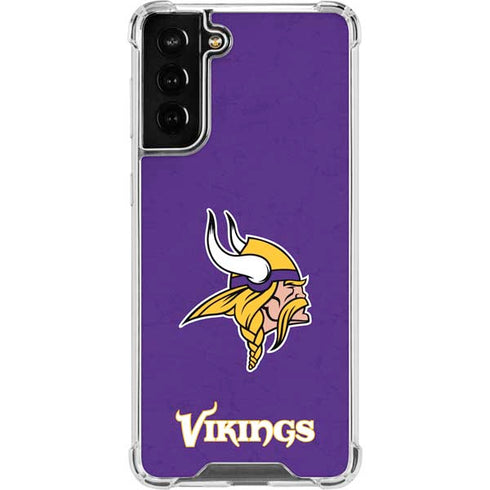 NFL Minnesota Vikings Distressed Galaxy S21 FE Clear Case