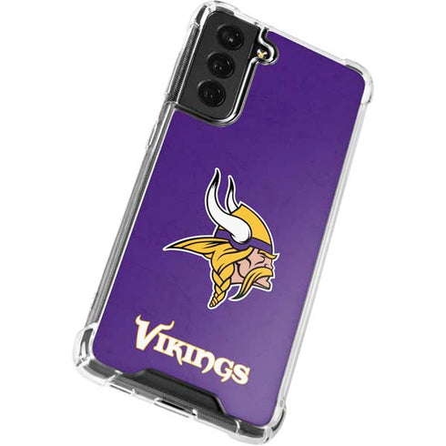 NFL Minnesota Vikings Distressed Galaxy S21 FE Clear Case