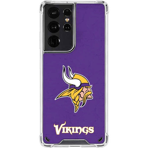 NFL Minnesota Vikings Distressed Galaxy S21 Ultra 5G Clear Case
