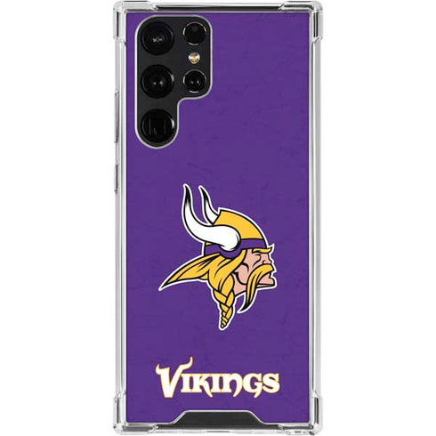 NFL Minnesota Vikings Distressed Galaxy S22 Ultra Clear Case