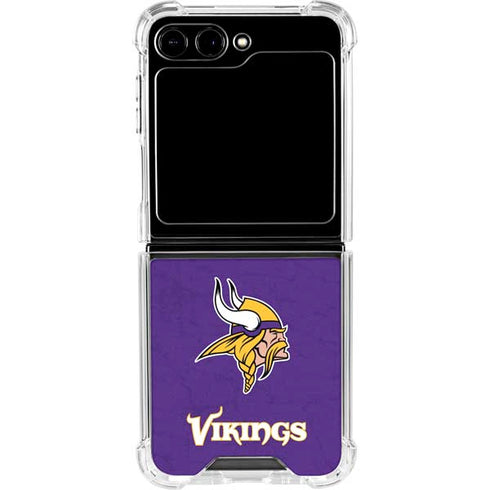 NFL Minnesota Vikings Distressed Galaxy Z Flip5 5G Clear Case