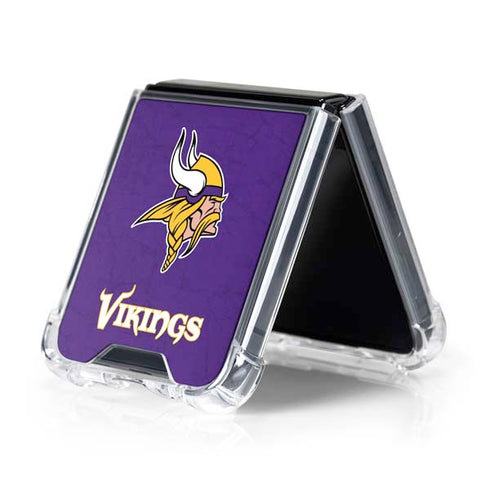 NFL Minnesota Vikings Distressed Galaxy Z Flip5 5G Clear Case