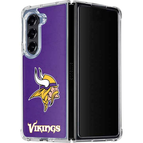 NFL Minnesota Vikings Distressed Galaxy Z Fold5 5G Clear Case