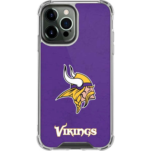 NFL Minnesota Vikings Distressed iPhone 13 Pro Max Clear Case