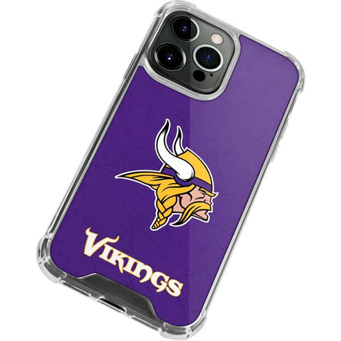 NFL Minnesota Vikings Distressed iPhone 13 Pro Max Clear Case