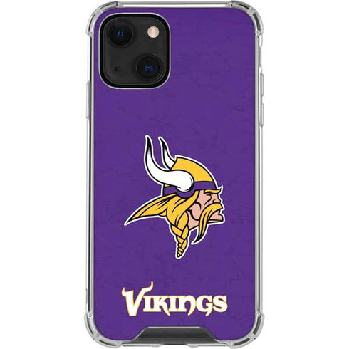 NFL Minnesota Vikings Distressed iPhone 15 Plus Clear Case