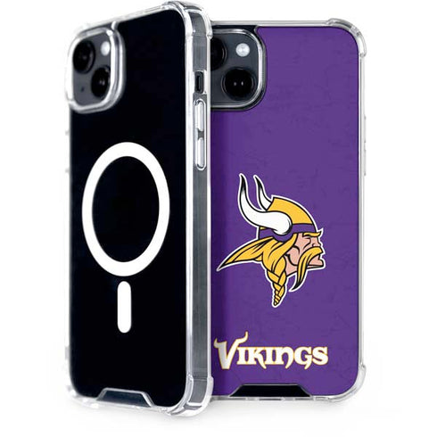 NFL Minnesota Vikings Distressed iPhone 15 Plus MagSafe Case