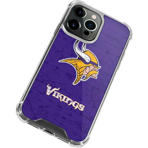 NFL Minnesota Vikings Distressed iPhone 15 Pro Clear Case