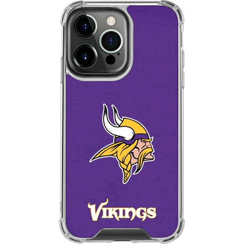 NFL Minnesota Vikings Distressed iPhone 15 Pro Clear Case