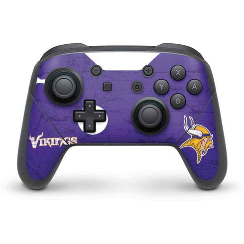 NFL Minnesota Vikings Distressed Nintendo Switch Pro Controller Skin