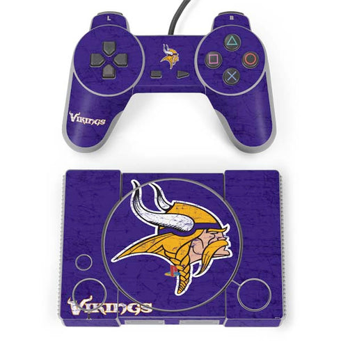 NFL Minnesota Vikings Distressed PlayStation Classic Bundle Skin