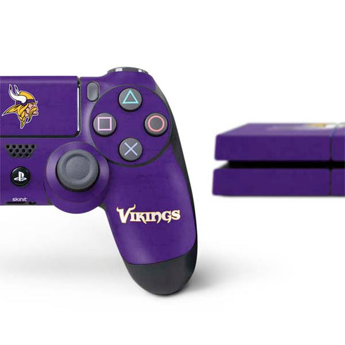 NFL Minnesota Vikings Distressed PS4 Console and Controller Bundle Skin