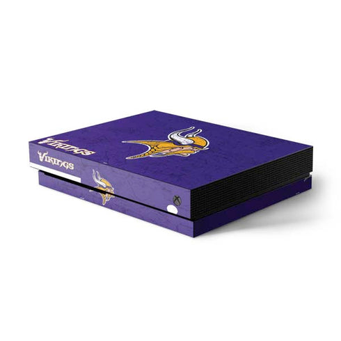 NFL Minnesota Vikings Distressed Xbox One X Console Skin