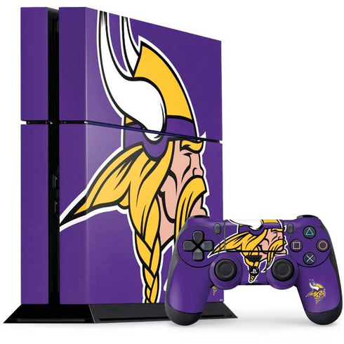 NFL Minnesota Vikings Large Logo PS4 Console and Controller Bundle Skin