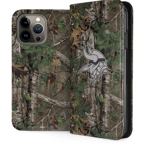 NFL Minnesota Vikings Realtree Xtra Green Camo iPhone 15 Pro Max Folio Case