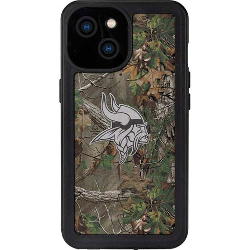 NFL Minnesota Vikings Realtree Xtra Green Camo iPhone 15 Waterproof Case