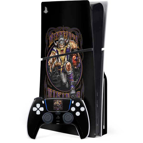 Liquid Blue NFL Minnesota Vikings Running Back PS5 Slim Disk Bundle Skin
