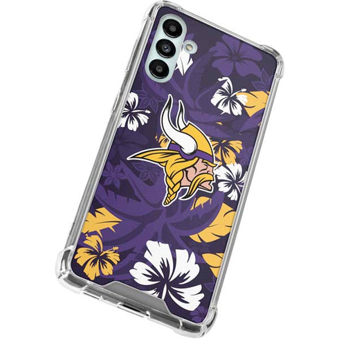 NFL Minnesota Vikings Tropical Print Galaxy A13 5G Clear Case