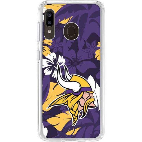 NFL Minnesota Vikings Tropical Print Galaxy A20 Clear Case