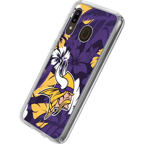 NFL Minnesota Vikings Tropical Print Galaxy A20 Clear Case