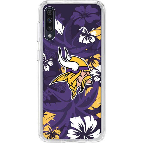 NFL Minnesota Vikings Tropical Print Galaxy A50 Clear Case