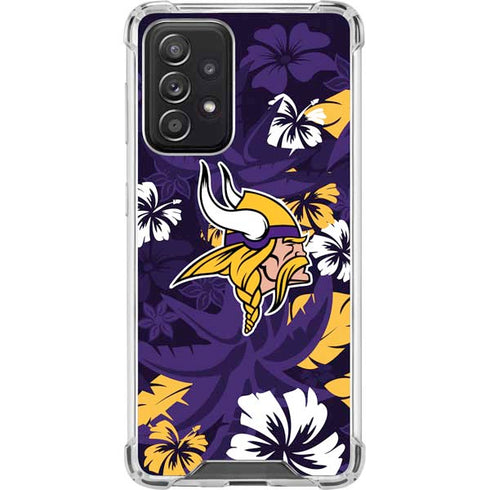NFL Minnesota Vikings Tropical Print Galaxy A52 5G Clear Case
