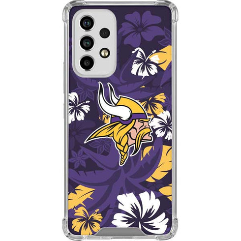NFL Minnesota Vikings Tropical Print Galaxy A53 5G Clear Case