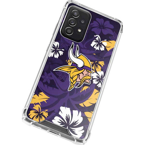 NFL Minnesota Vikings Tropical Print Galaxy A72 5G Clear Case