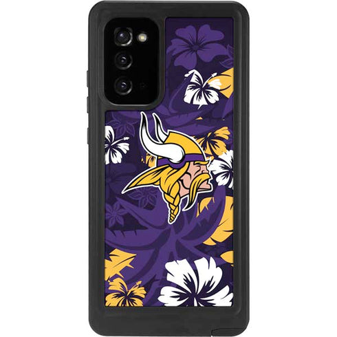 NFL Minnesota Vikings Tropical Print Galaxy Note20 5G Waterproof Case