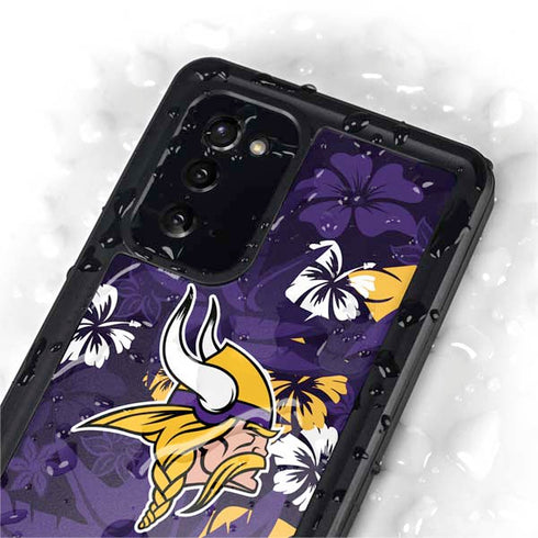 NFL Minnesota Vikings Tropical Print Galaxy Note20 5G Waterproof Case