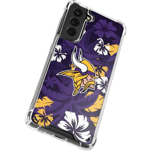 NFL Minnesota Vikings Tropical Print Galaxy S21 5G Clear Case