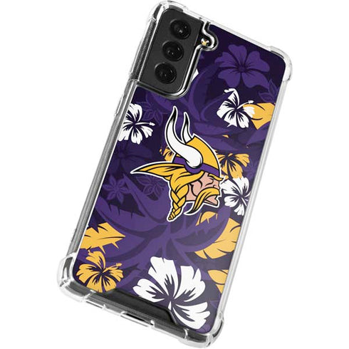 NFL Minnesota Vikings Tropical Print Galaxy S21 FE Clear Case