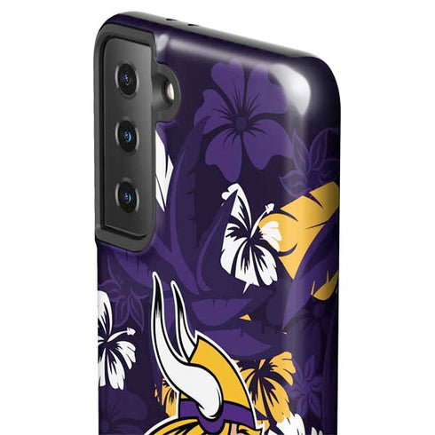 NFL Minnesota Vikings Tropical Print Galaxy S21 FE Pro Case