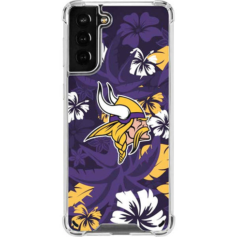 NFL Minnesota Vikings Tropical Print Galaxy S21 Plus 5G Clear Case