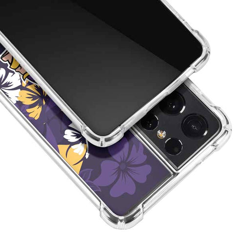 NFL Minnesota Vikings Tropical Print Galaxy S21 Ultra 5G Clear Case