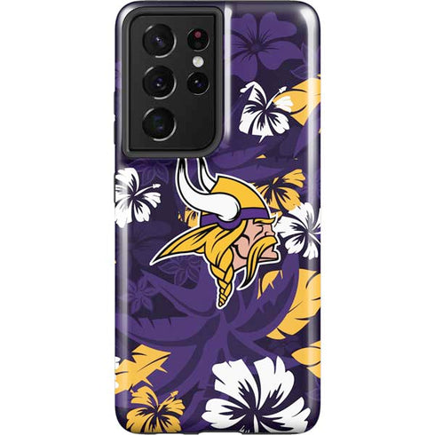 NFL Minnesota Vikings Tropical Print Galaxy S21 Ultra 5G Pro Case