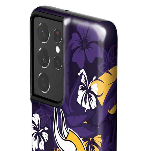 NFL Minnesota Vikings Tropical Print Galaxy S21 Ultra 5G Pro Case